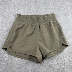 Adidas Aeroready Women's S Small Olive Green Running Shorts Smocked Waist 3"